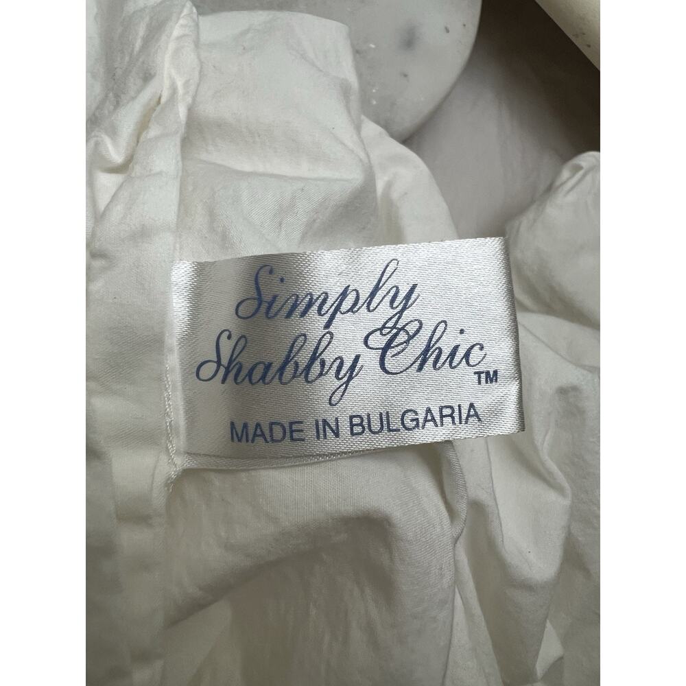 simply shabby chic Twin flat sheet white laced edge cottage 100% Cotton